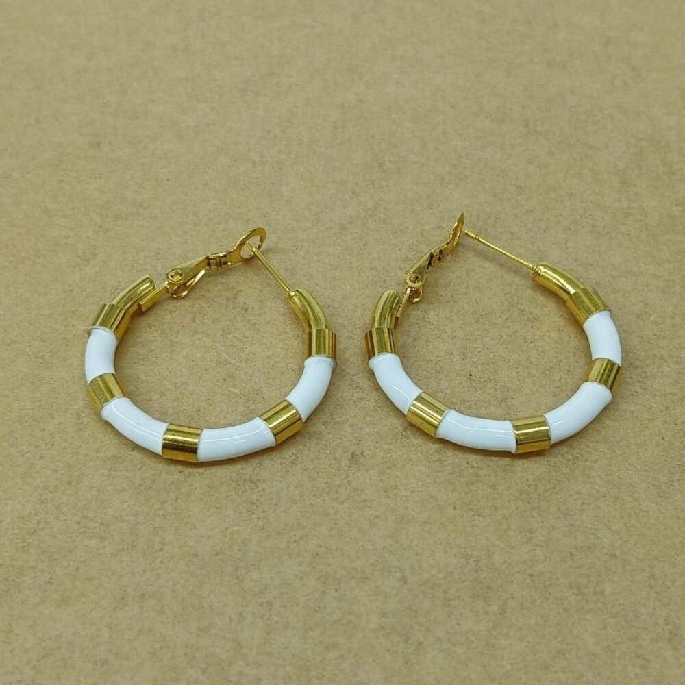 Stainless steel earrings , New with tags ,Color gold & white